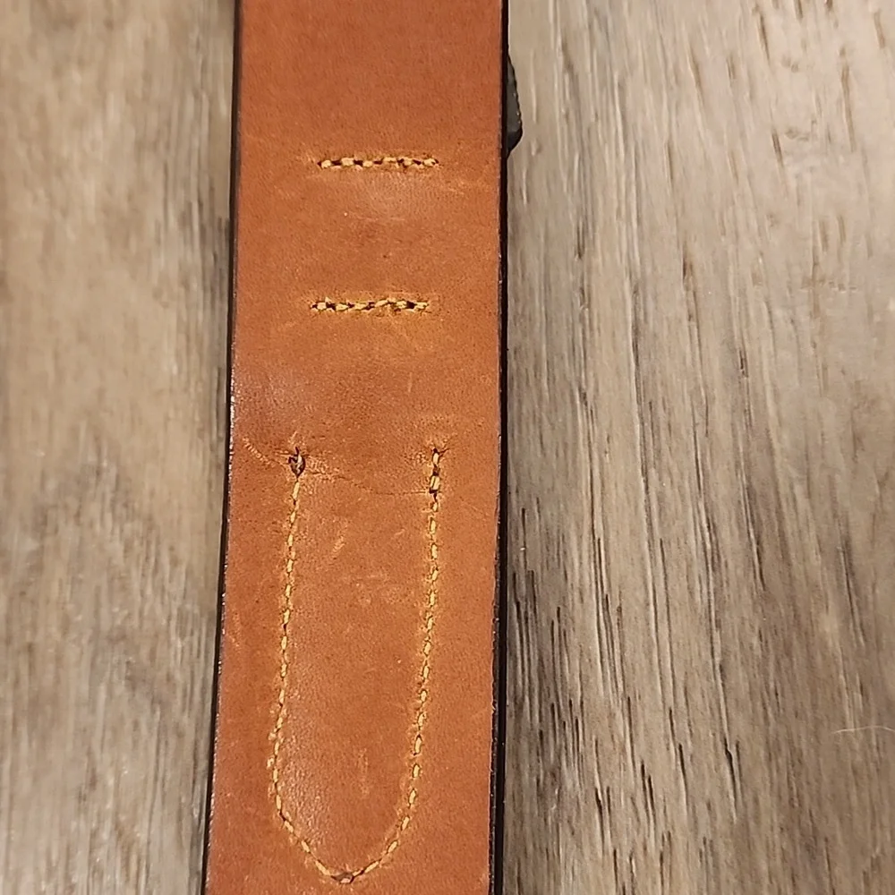Vintage Trafalgar Belt Shrunken Oilskin Leather Handmade Cognac Brown size 30